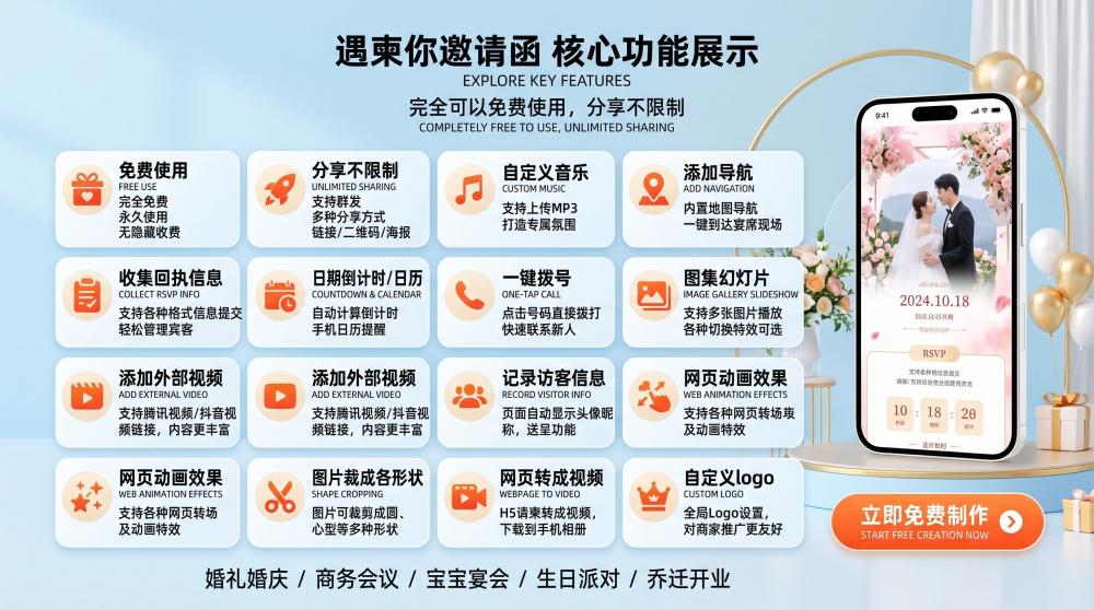 暖橘色系生日电子请柬｜温柔治愈氛围感，普通人也能轻松做